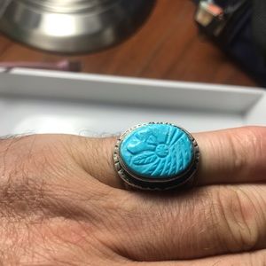 nativ american silver ring turquois ston